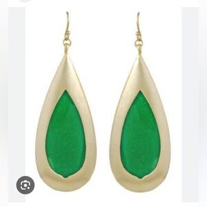 Kendra Scott wren earrings green and gold RARE